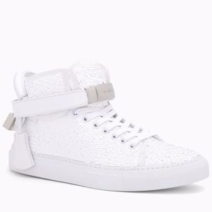 ULTRA-RARE BUSCEMI WHITE SEQUIN HIGH TOP SNEAKERS